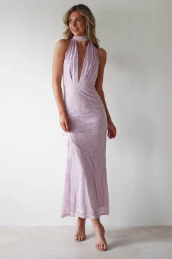 Fashion Tara Floral Jacquard Maxi Dress | Light Lilac Lange Kleider|Maxikleider