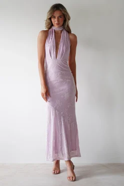 Fashion Tara Floral Jacquard Maxi Dress | Light Lilac Lange Kleider|Maxikleider