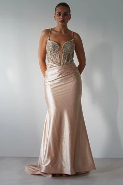 Outlet The Butterfly Embellished Bodycon Gown | Gold Sommerkleider|Sommerkleider