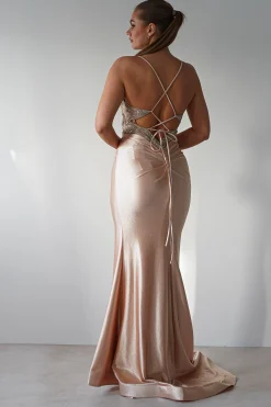 Outlet The Butterfly Embellished Bodycon Gown | Gold Sommerkleider|Sommerkleider
