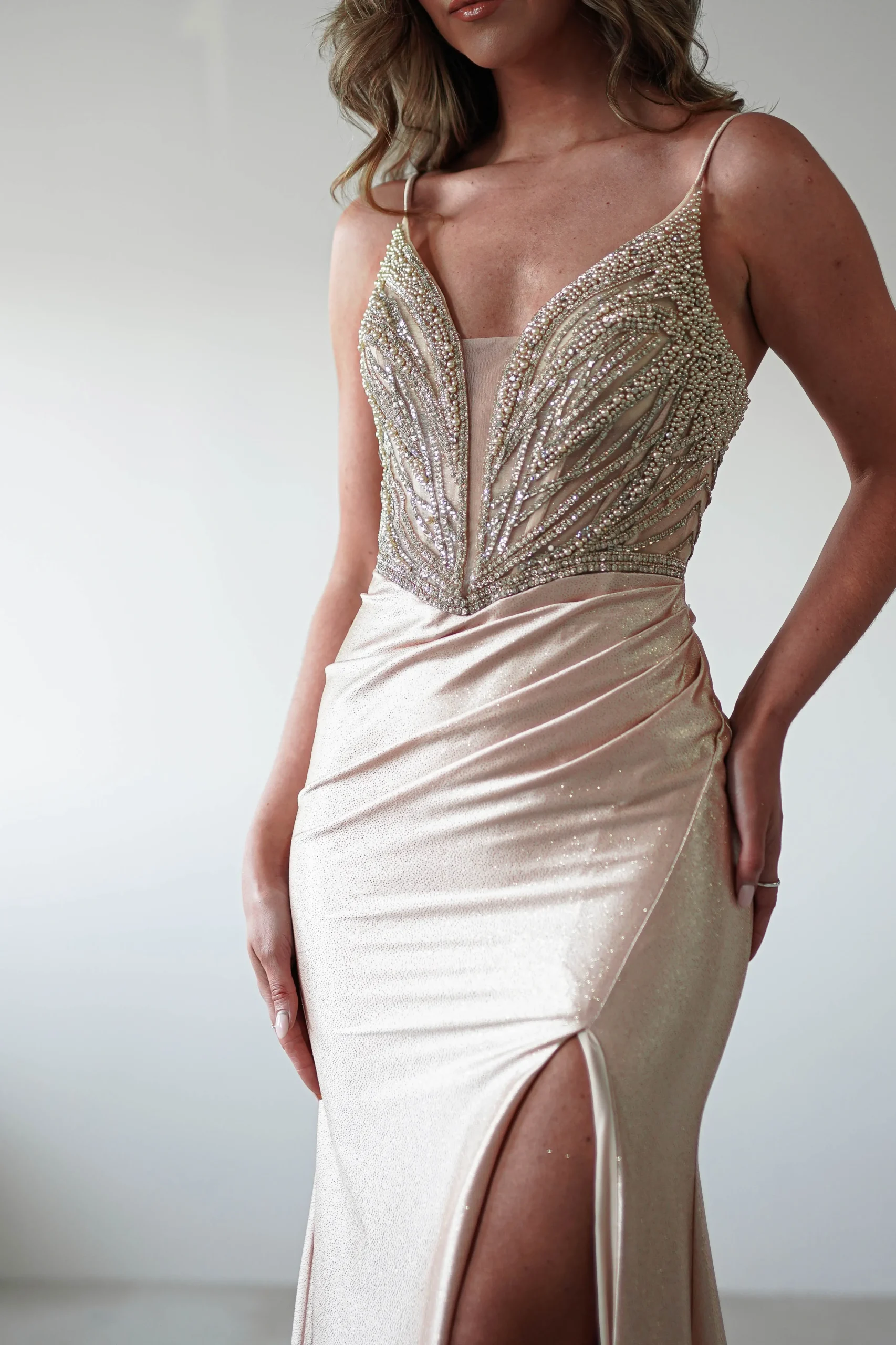 Fashion Tiah Glitter Embellished Gown | Gold Sommerkleider|Sommerkleider
