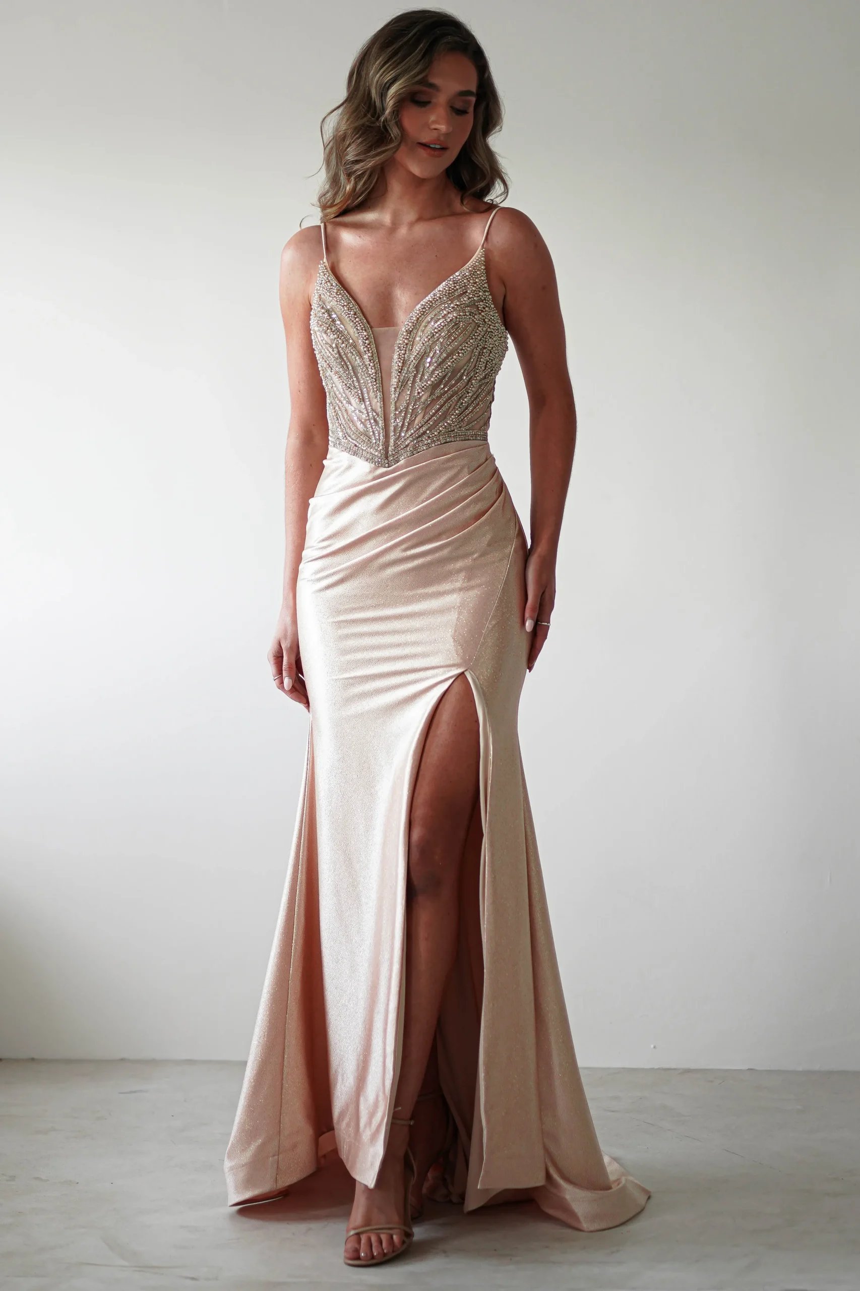 Fashion Tiah Glitter Embellished Gown | Gold Sommerkleider|Sommerkleider