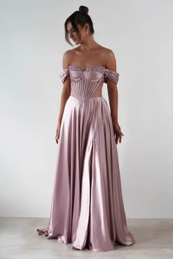Clearance Tullie Satin A-Line Maxi Dress | Mauve Lange Kleider|Maxikleider