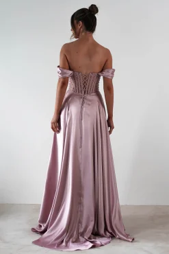 Clearance Tullie Satin A-Line Maxi Dress | Mauve Lange Kleider|Maxikleider