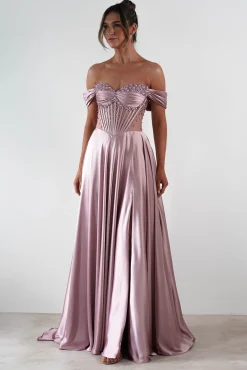 Clearance Tullie Satin A-Line Maxi Dress | Mauve Lange Kleider|Maxikleider