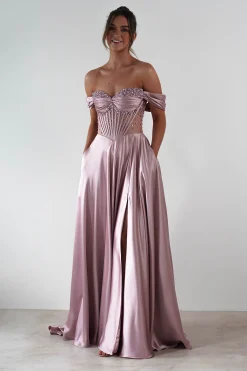 Clearance Tullie Satin A-Line Maxi Dress | Mauve Lange Kleider|Maxikleider