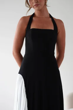 Sale Unika Halterneck Maxi Dress | Black/White Kleider Für Besondere Anlässe|Lange Kleider
