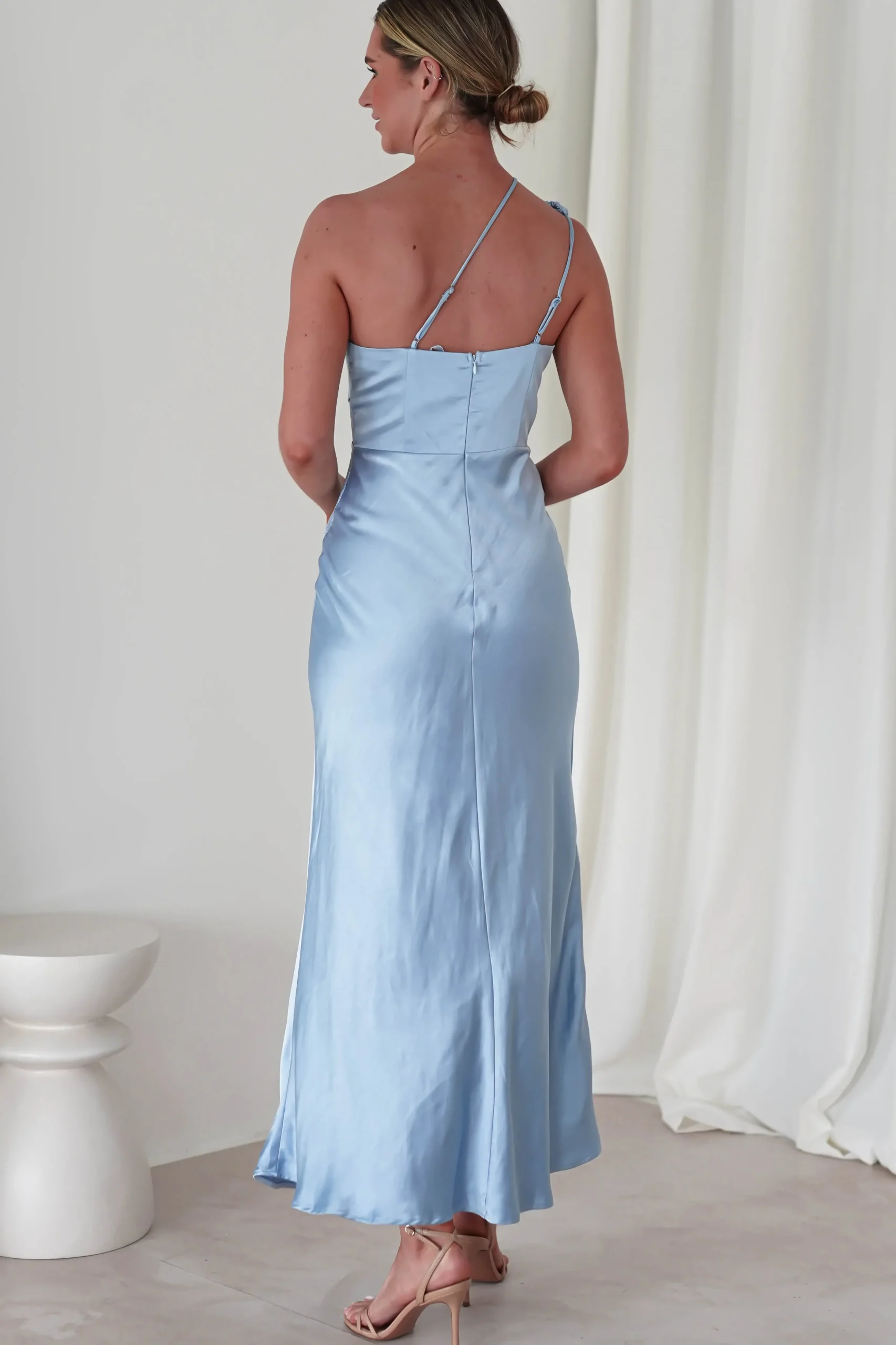 Outlet Valentina Soft Satin Maxi Dress | Blue Lange Kleider|Maxikleider