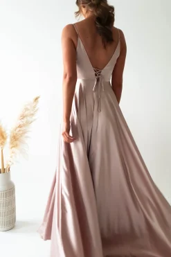 Clearance Velia Satin Maxi Gown | Champagne Lange Kleider|Maxikleider