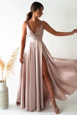 Clearance Velia Satin Maxi Gown | Champagne Lange Kleider|Maxikleider