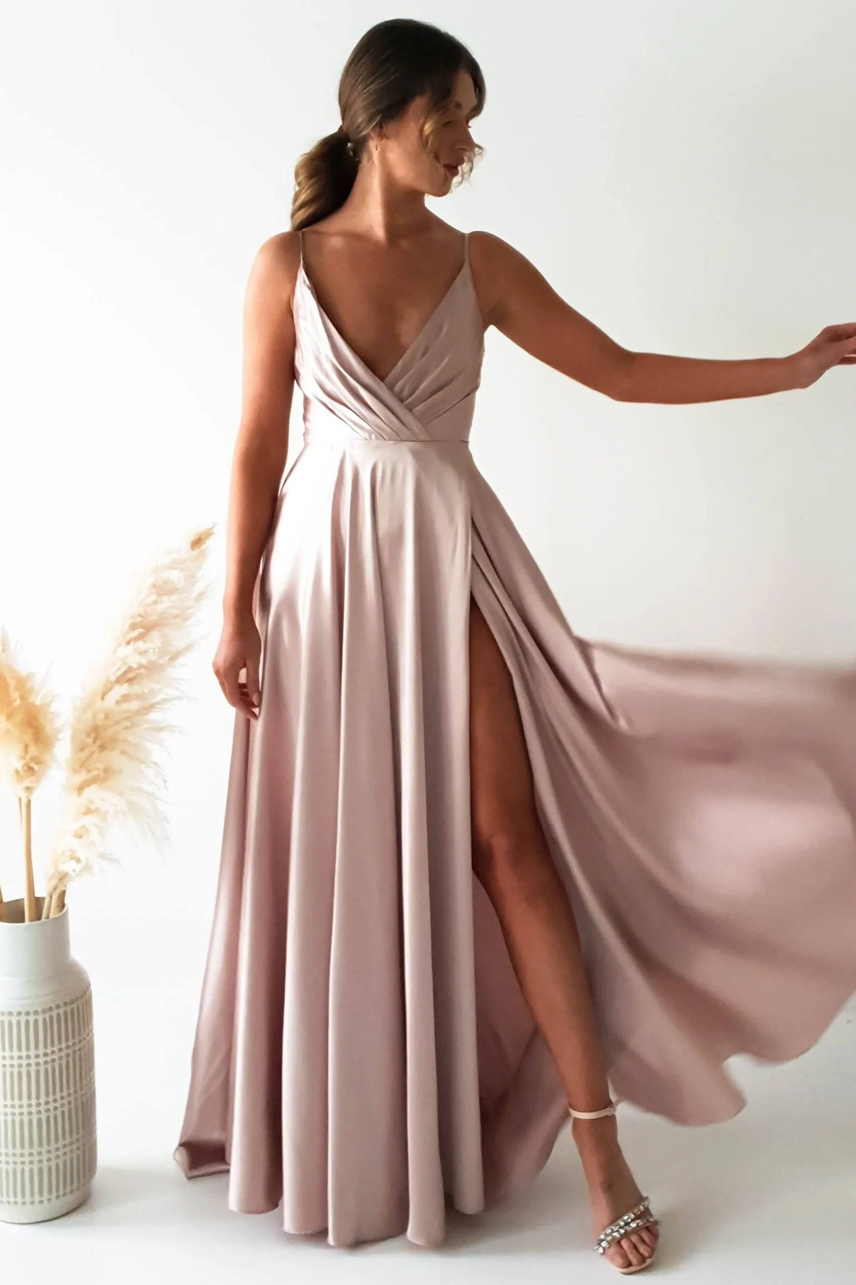 Clearance Velia Satin Maxi Gown | Champagne Lange Kleider|Maxikleider