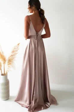 Clearance Velia Satin Maxi Gown | Champagne Lange Kleider|Maxikleider