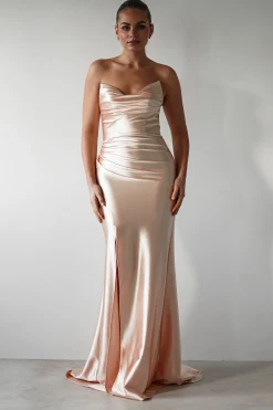 Best Venice Strapless Bodycon Gown | Light Gold Lange Kleider|Maxikleider