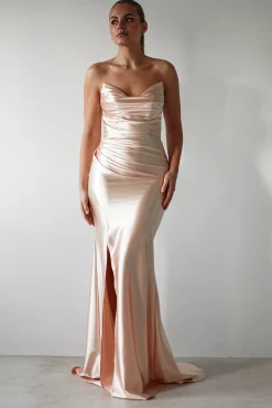 Best Venice Strapless Bodycon Gown | Light Gold Lange Kleider|Maxikleider