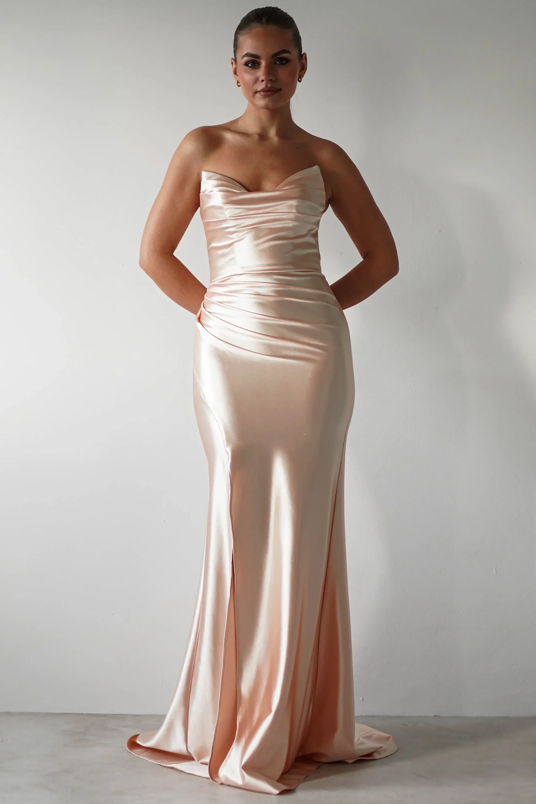 Best Venice Strapless Bodycon Gown | Light Gold Lange Kleider|Maxikleider