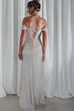 Sale Vilma Sequin Mermaid Gown | Silver/Champange Sommerkleider|Sommerkleider