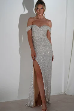 Sale Vilma Sequin Mermaid Gown | Silver/Champange Sommerkleider|Sommerkleider