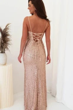 Discount Wren Rose Gold Beaded Gown | Rose Gold Kleider Für Besondere Anlässe|Sommerkleider