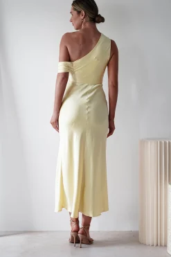 New Zeila Soft Satin Maxi Dress | Yellow Lange Kleider|Maxikleider